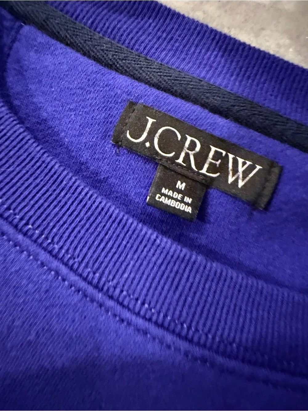 NWOT J.Crew Size M Royal Blue Button Shoulder Sweatshirt Crewneck Pullover Top